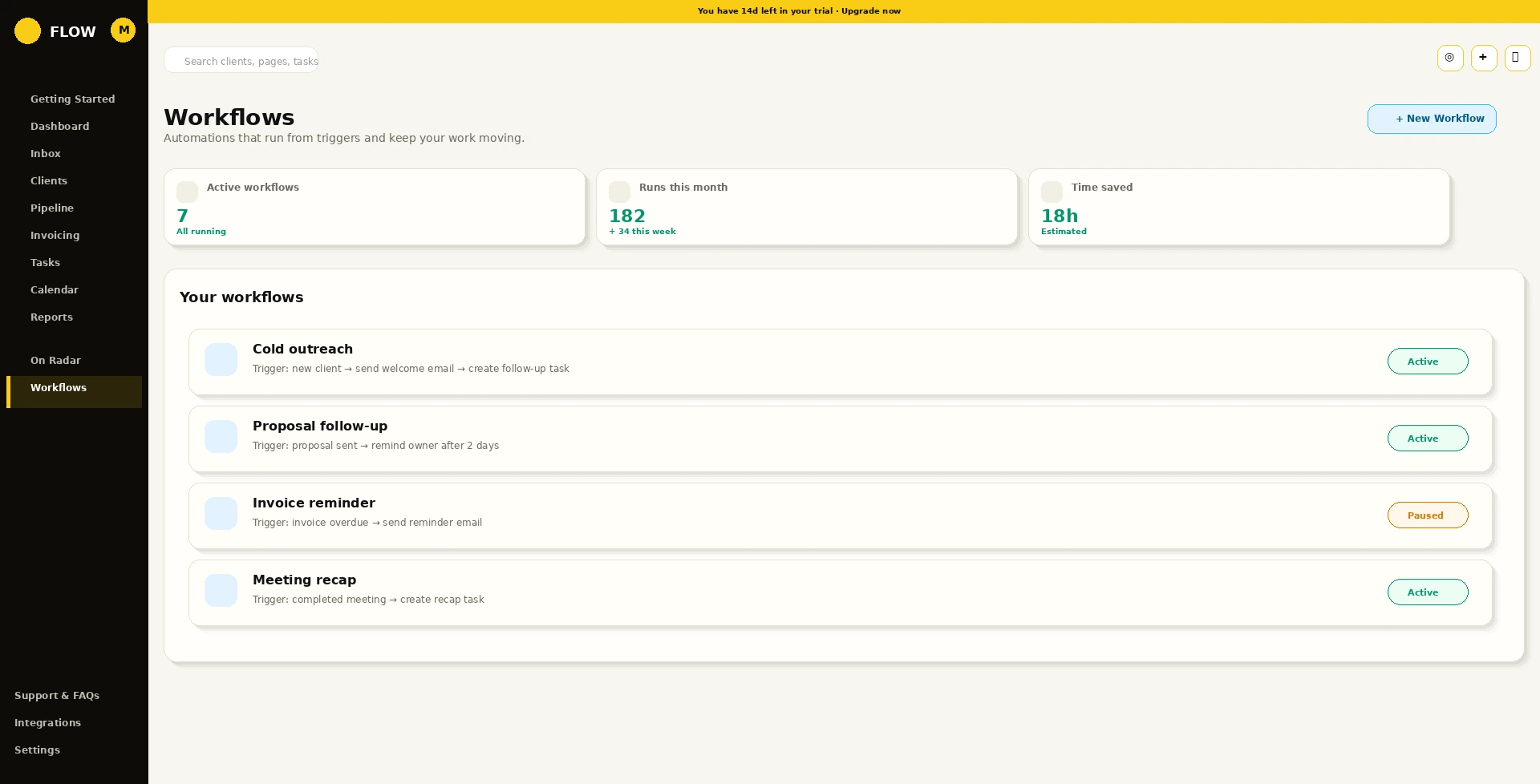 Flow workflows workspace